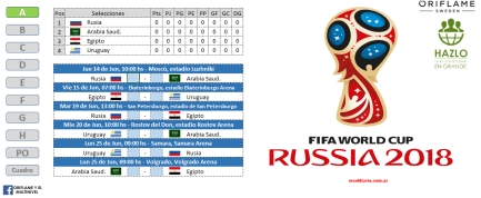 Vista del fixture Rusia 2018 en Excel