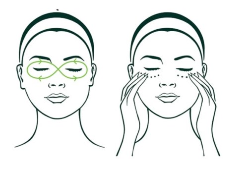 Masaje para distribuir la crema de contorno de ojos